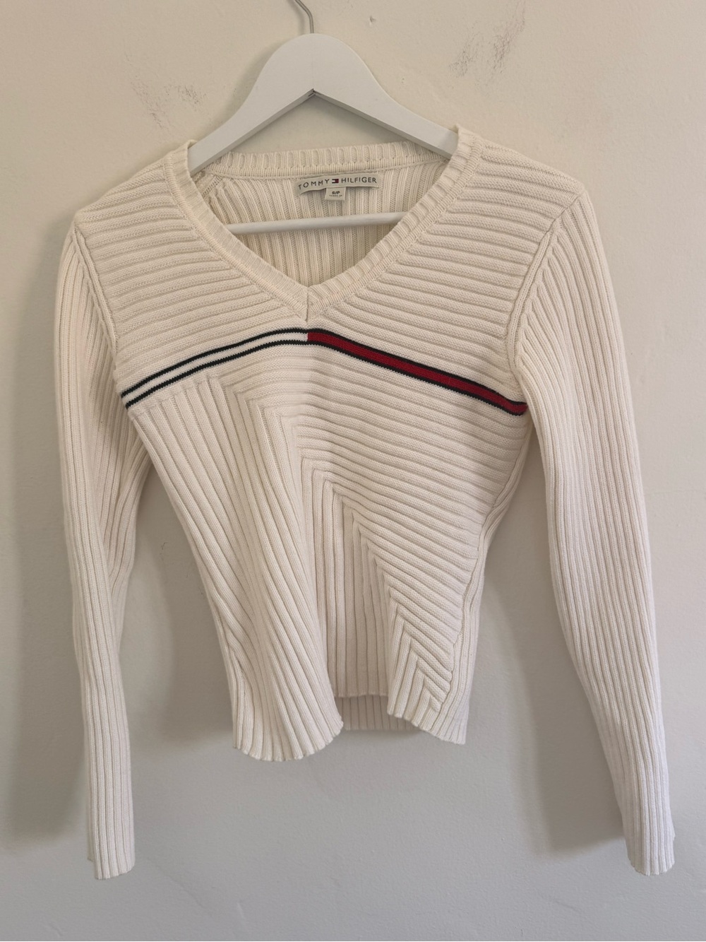 Tommy Hilfiger Ribbed Knit Sweater with Signature Flag